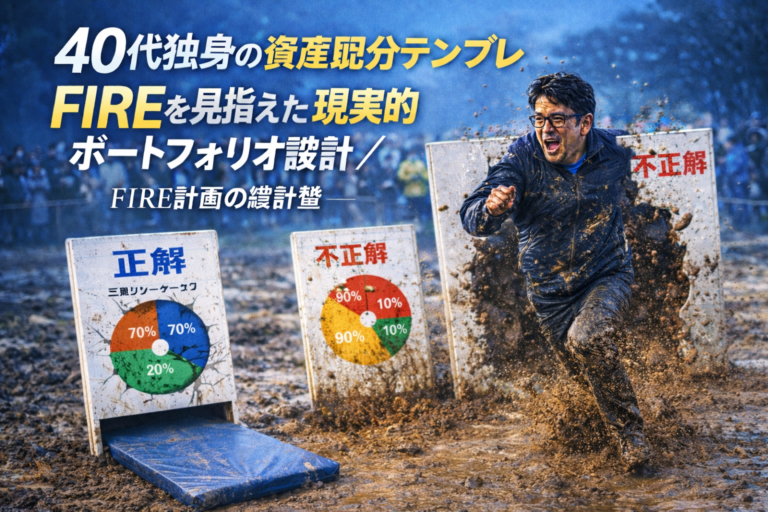 40代独身がFIREを目指し資産配分の正解を選ぶイメージ画像